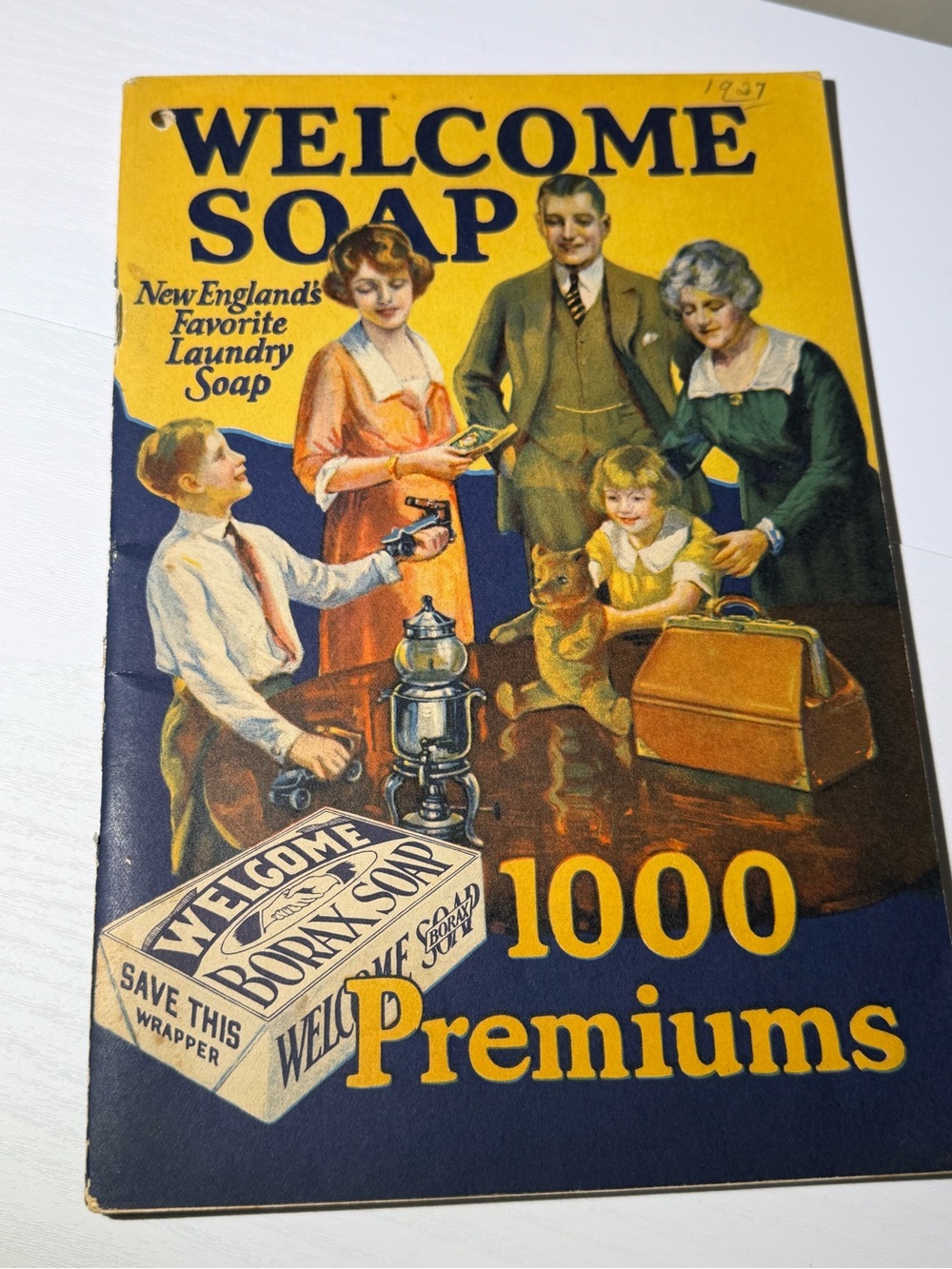 Welcome Borax Soap 1927 Advertising Sign Save Your Wrappers 1000 Premiums